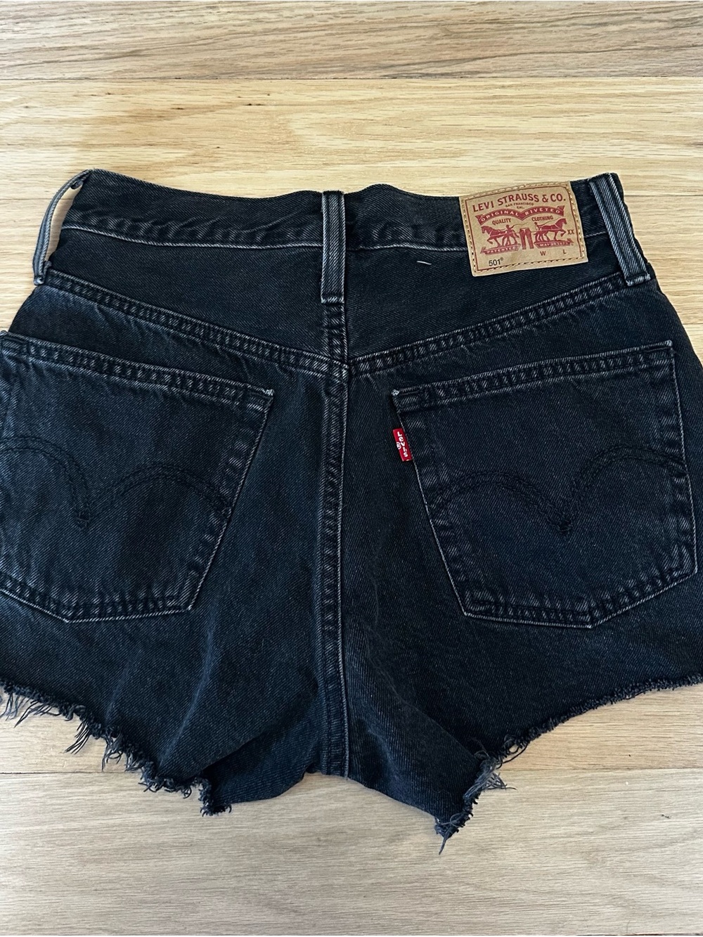 Levi's Black high waisted Cutoff Denim Shorts with Frayed Hem